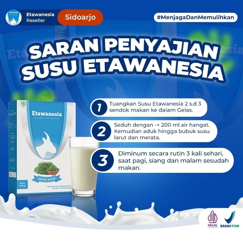 

Susu Etawanesia Susu Kambing Etawa 5x Lebih Efektif + Ekstrak Moringa Rasa Premium 200g