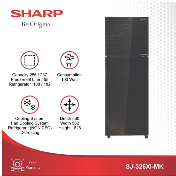 SHARP KULKAS 2 PINTU INVERTER SJ-326XI-MK