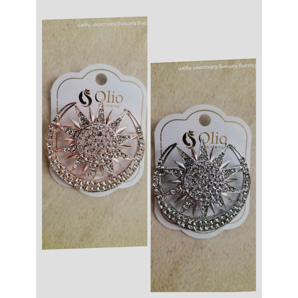 Bros Dada Tanjak Bulan Sabit/Bros Bulan Bintang/Bros Kristal Korea/Bros Mewah Murah Grosir