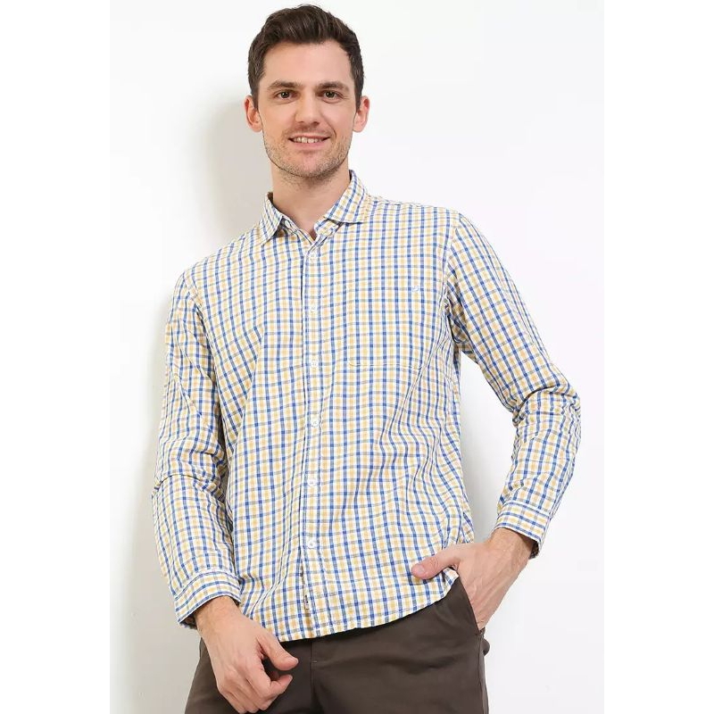 KLL508 KEMEJA LOIS ORIGINAL PRIA KATUN LENGAN PANJANG KOTAK KECIL MULTI WARNA TERBARU