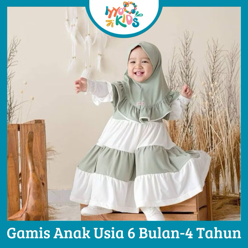 IYYO KIDS | Gamis Anak Perempuan Syakira Anaya Umur 6 Bulan - 4 Tahun Gamis Anak Muslim Terbaru Peka