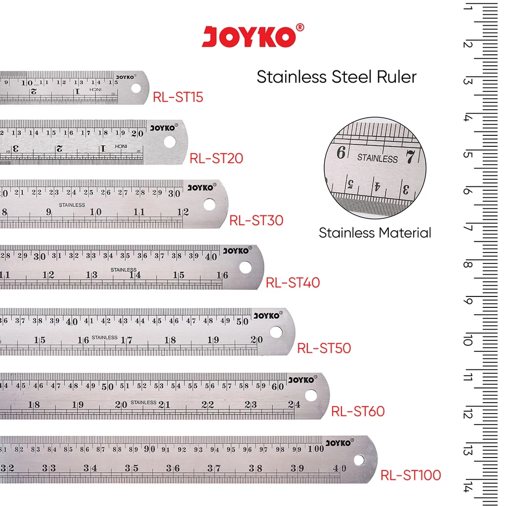 

Penggaris Besi Joyko (PCS) / Stainless Steel Ruler Rl-St 50 Cm