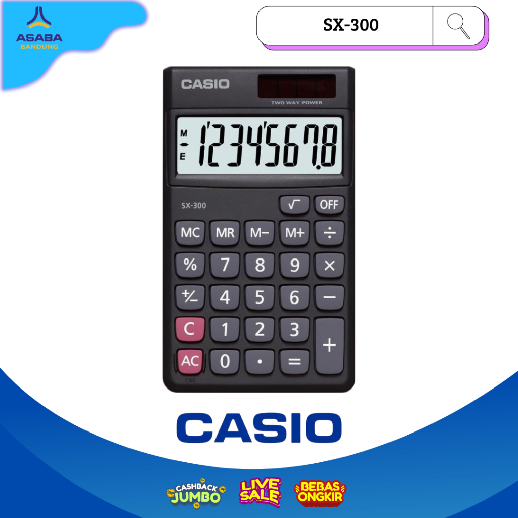 

Asaba Bandung - Casio Calculator SX-300 - Hitam - Kalkulator Saku