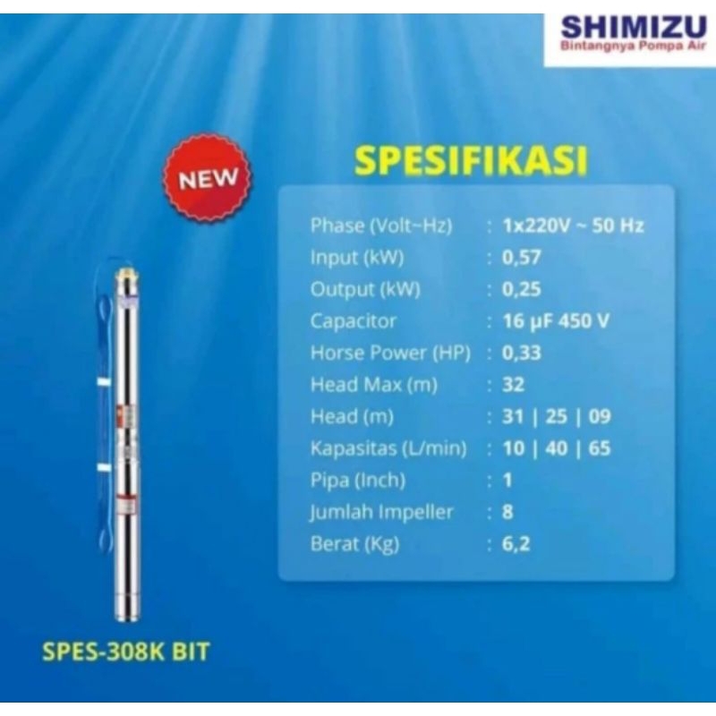 Pompa Shimizu Submersible SPES 308 K Bit