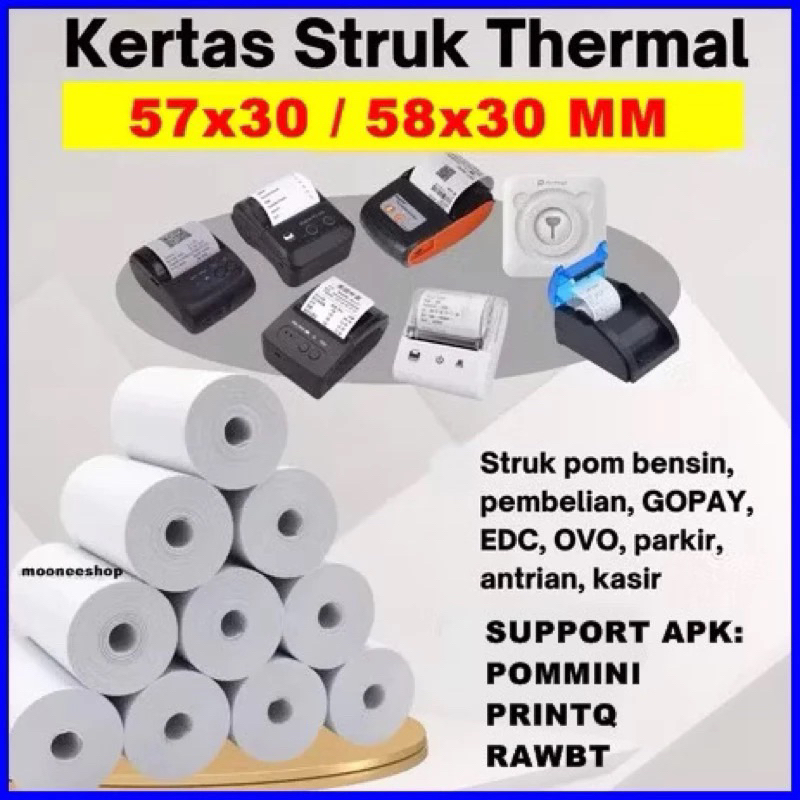 

Label Kertas Struk Transaksi Thermal 57x30 58x30 58/57mm x 30mm GARANSI DIJAMIN HASIL HITAM PEKAT