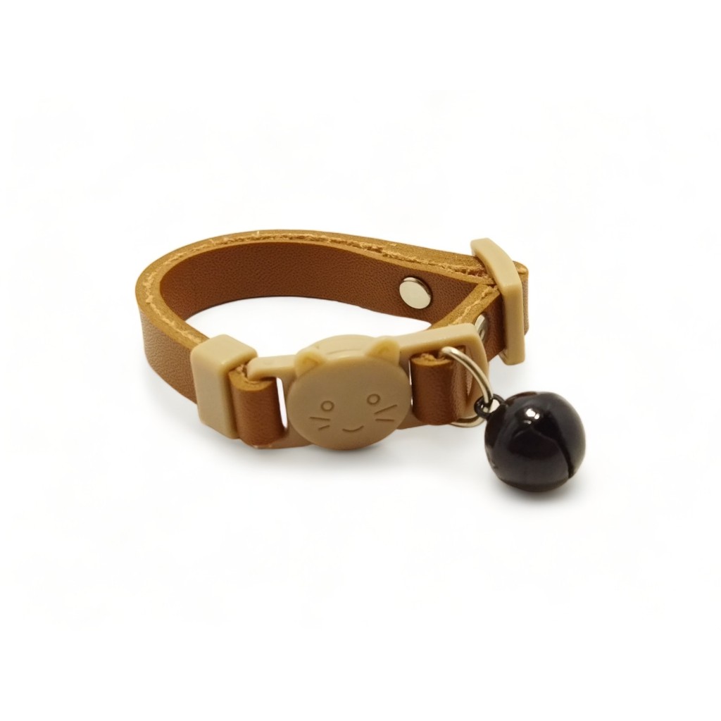 Kalung kucing Kulit Murah Lonceng doff 14 mm ecer grosir aksesoris hewan Adjustable
