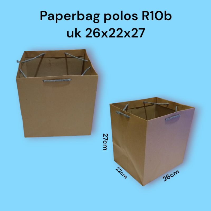 

Paperbag polos R10B uk 26x22x27 untuk box nasi uk 22 / bingkisan.