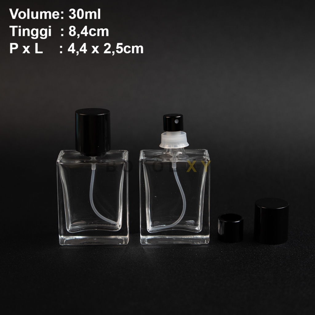 Botol Parfum 30ml Spray Kaca Kotak Tebal Isi Ulang Easy Press Model Herms