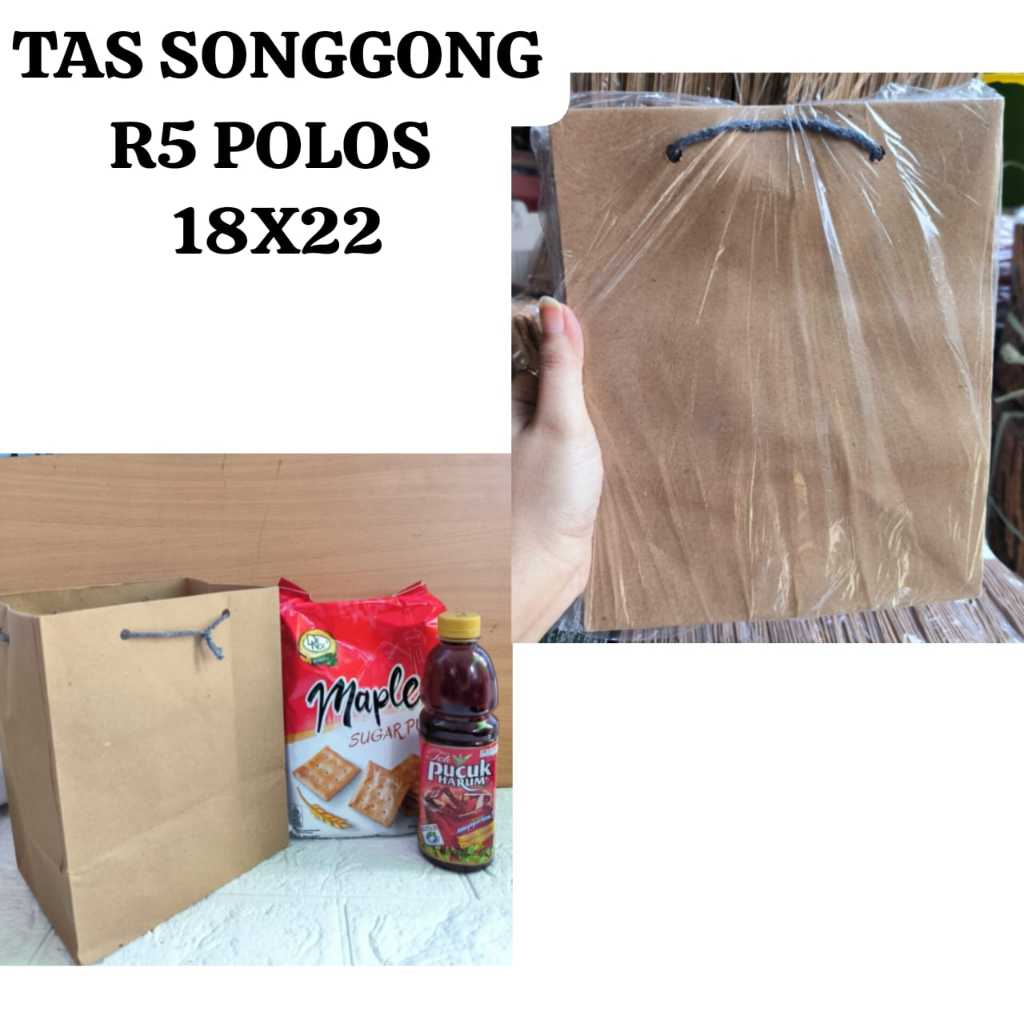 

PAPERBAG POLOS COKLAT CRAFT TAS SONGGONG R5 POLOS UKURAN 18 X 22CM GOODIE BAG TAS HAJATAN MURAH