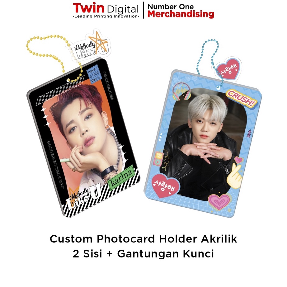 READY GAN Twindigital Custom Design Photocard Holder Akrilik 2 Sisi Free Gantungan Kunci Poca Frame 