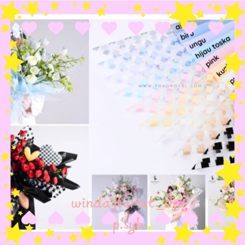 

Kertas Buket (ECER) Cellophane Flower Wrapping Motif Catur Transparant