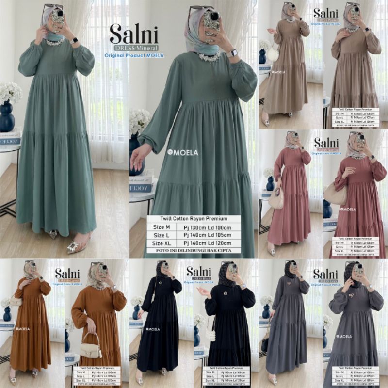 Salni Dress Gamis Polos Jumbo Allsize Busui Premium Catton Rayon Original Ori Moela Berlabel