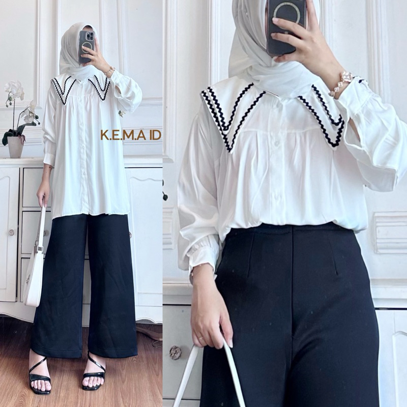 Mina blouse elegan kekinian casual bahan rayon nyaman atasan wanita