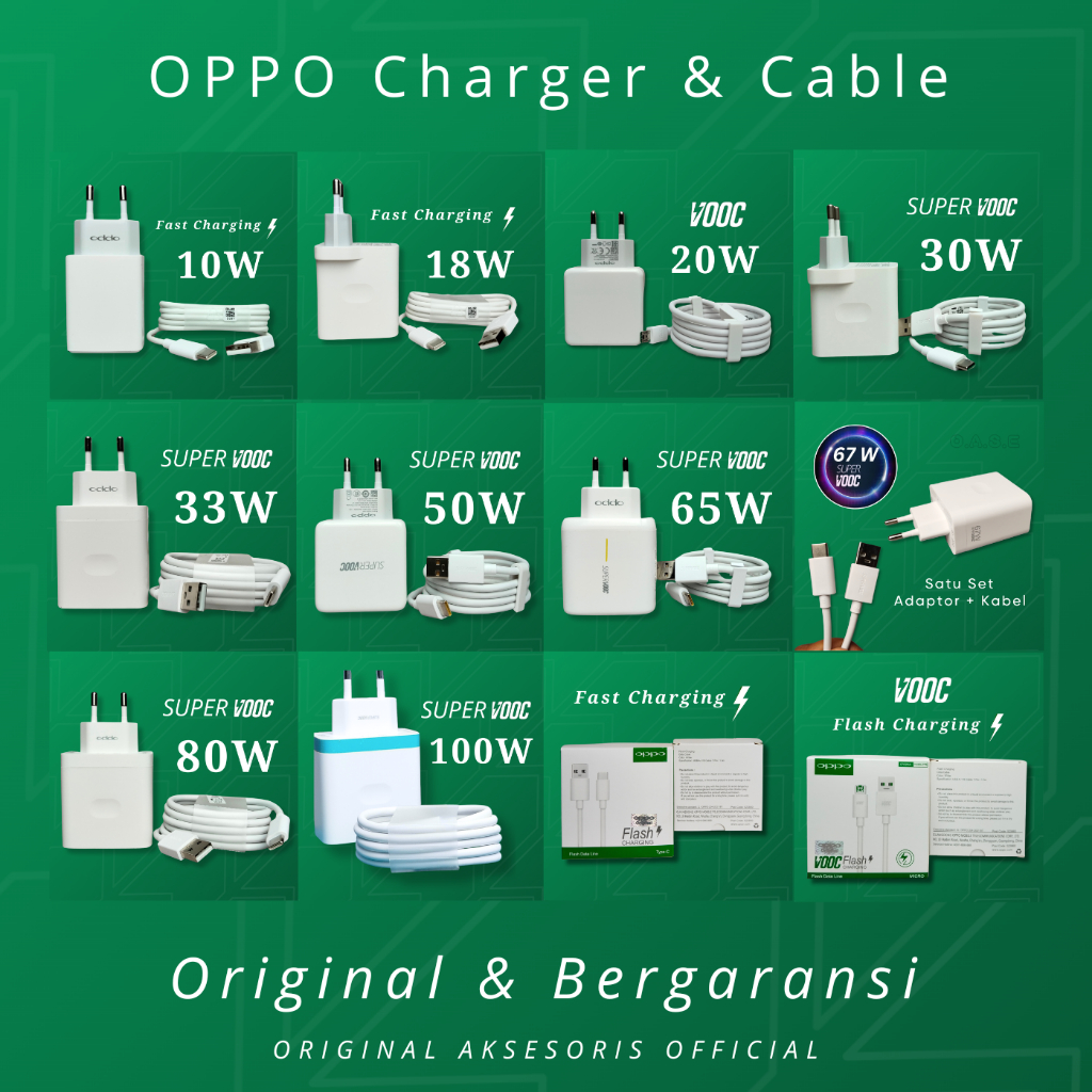 Charger Untuk Oppo 100W 80W 67W 65W 50W 33W 30W 20W 18W 10W Super Vooc Flash Fast Charging Kabel USB