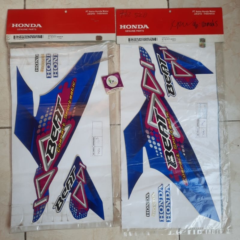 Stiker Striping Polet Beat Karbu Biru Tua 2010 2011 Original AHM