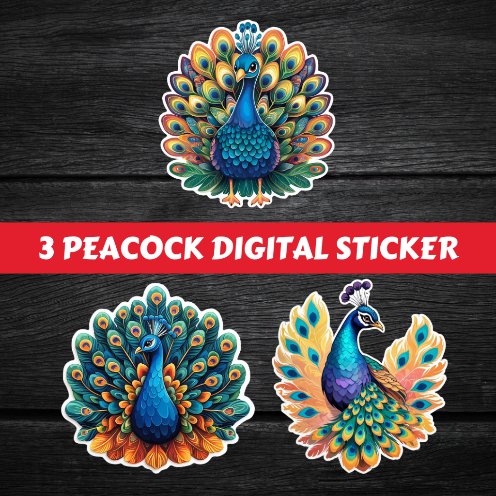 

Peacock Sticker Digital Produk Printable #DS 009