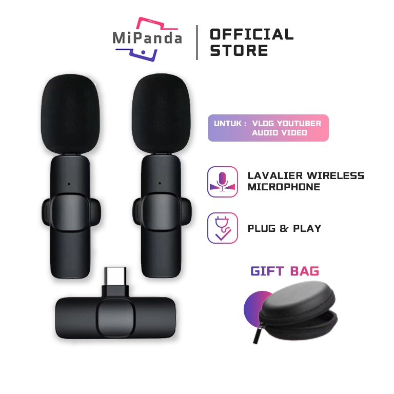 Terbaru Mipanda Clip On Wireless Mic Wireless HP Lavalier Microphone Portable Mic Untuk Kamera Vlog 