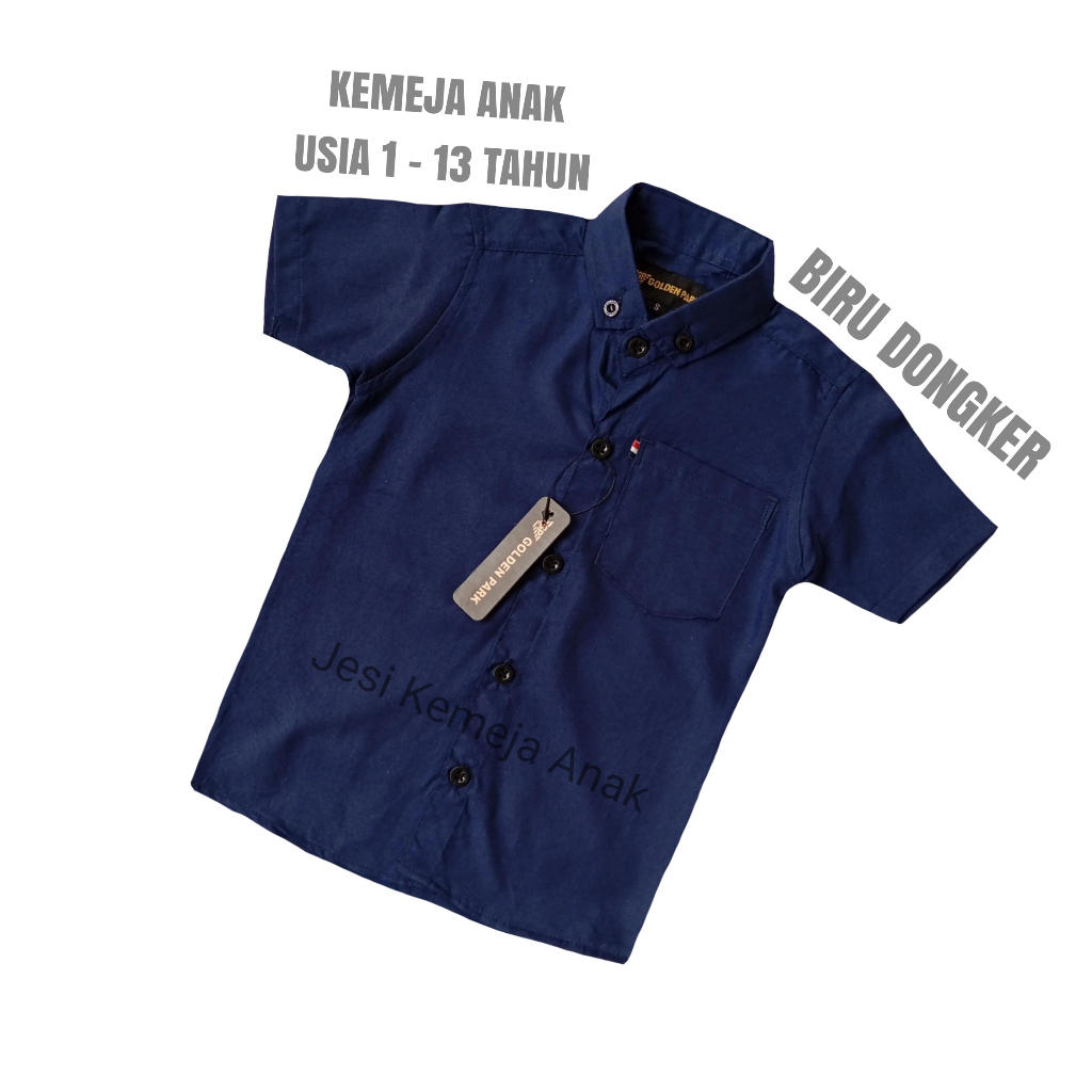Kemeja Biru Dongker Anak Laki-laki - Baju Outfit Anak Cowok Fashion