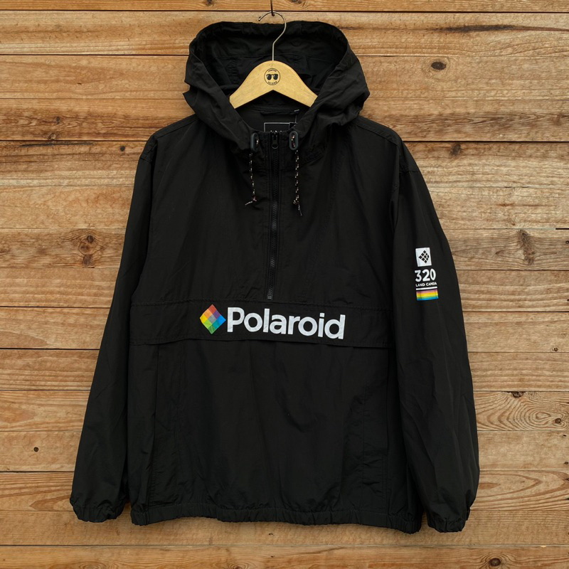 Anorak jacket polaroid by global uniqlo - Warna hitam pekat