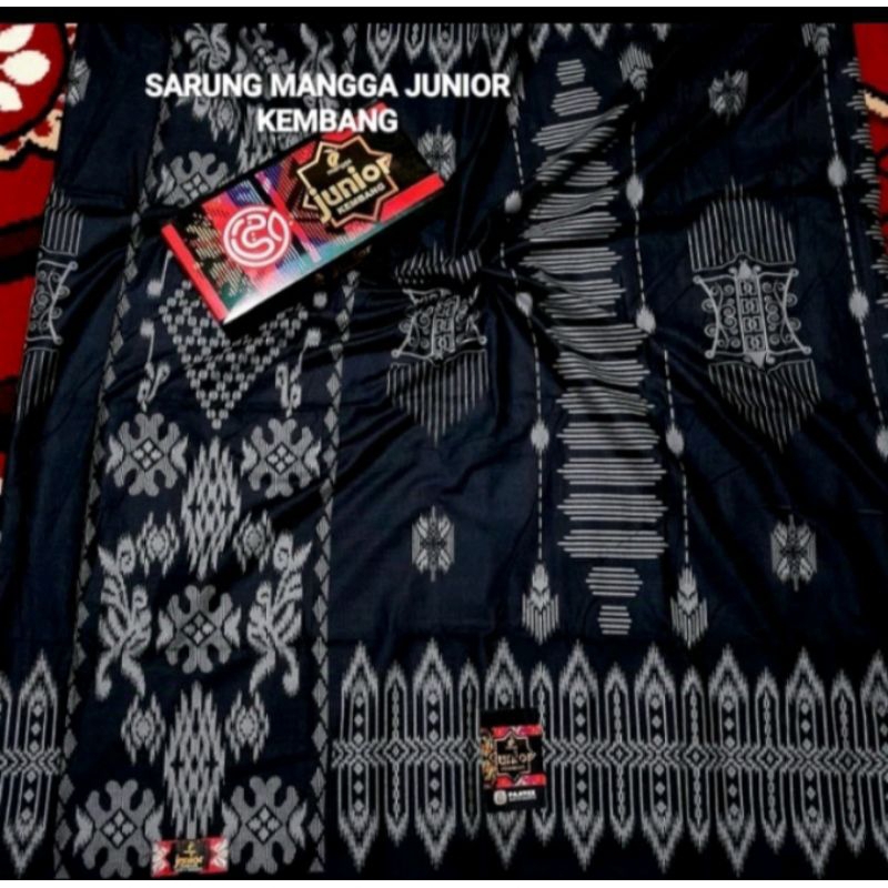 Sarung Mangga Gold Kembang Junor Seri Khusus Hitam Sarung LAKI LAKi Original Tenun Anak Anak