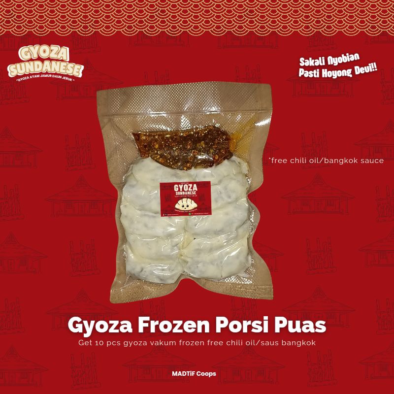 

Gyoza Frozen Isian 10pcs free chili oil/saus bangkok | Gyoza Sundanese Isi Ayam Jamur Daun Jeruk