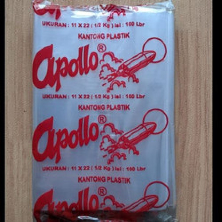 Plastik PP Bening Merk Apollo Ukuran 1/2 KG Merah BIru