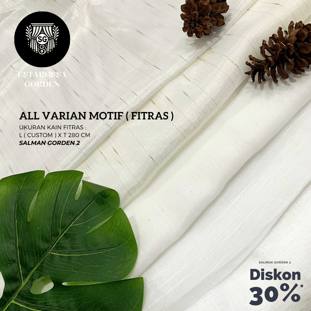 KAIN VITRAS / FURING GORDEN MOTIF TRANSPARAN PUTIH IMPORT KAIN VITRAS METERAN KAIN VITRAS POLOS