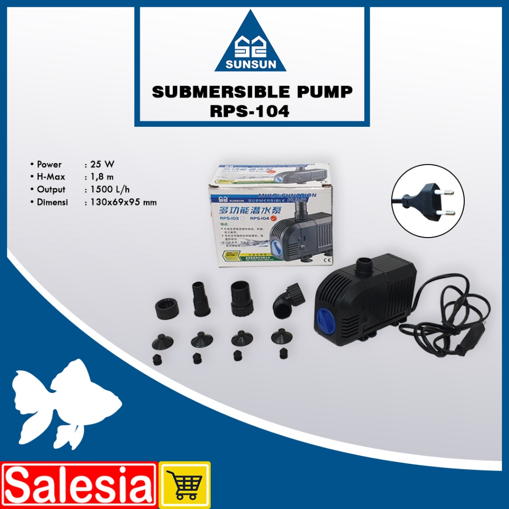 POMPA AIR SUNSUN RPS 104 SUBMERSIBLE WATER PUMP KOLAM AQUARIUM POMPA CELUP LOW WATT LOW NOISE