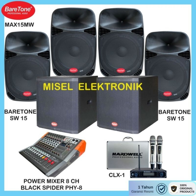 Paket Bundling Sound System 4 Speaker Pasif 15 Inch 2 Subwoofer 15 Inch