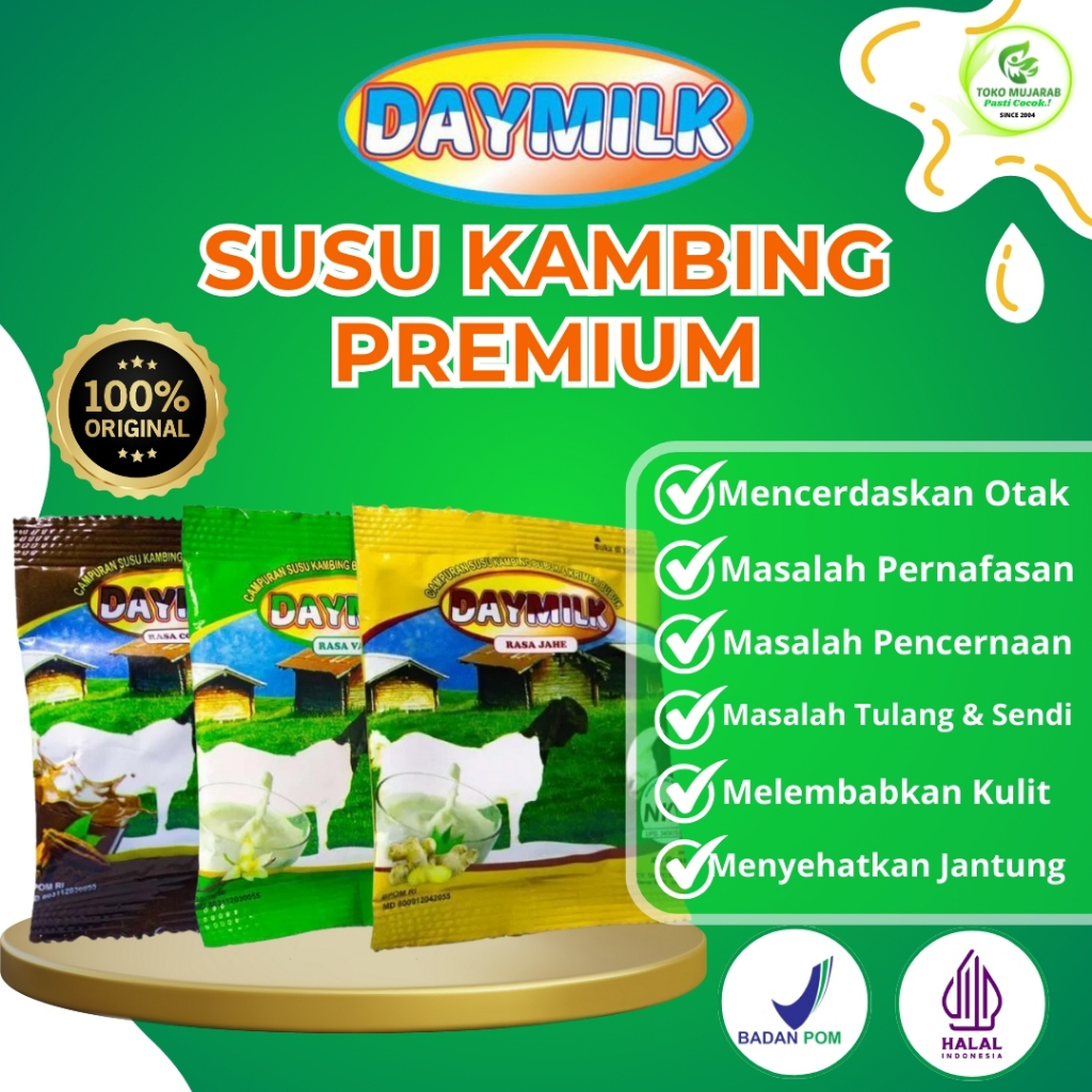 

DAYMILK Sachet Rasa - Susu Kambing Etawa Atasi Masalah Pernafasan Tulang Sendi Cegah Osteoporosis