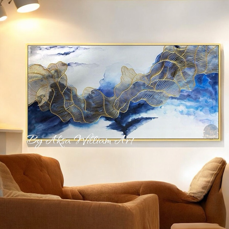 

lukisan abtrak tekstur gold minimalis art