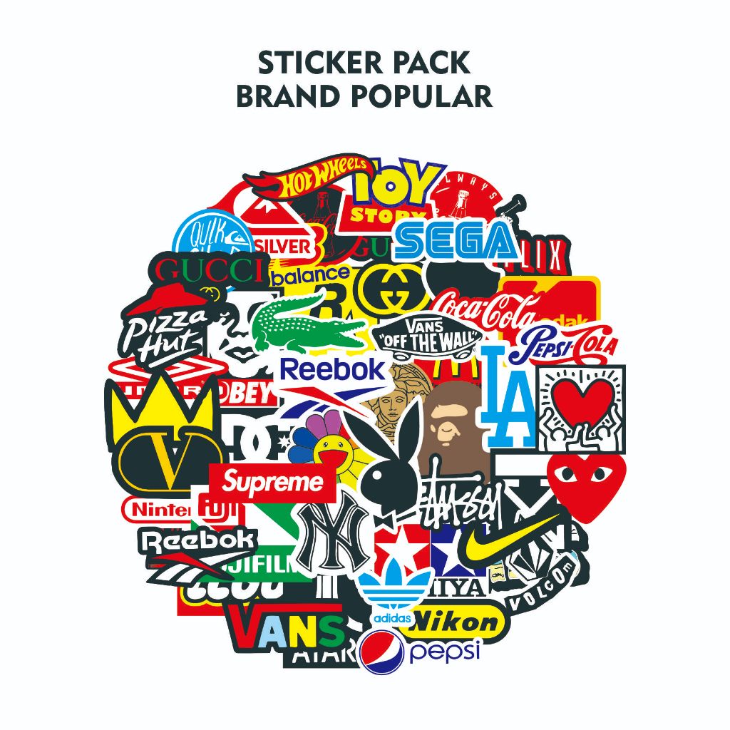 

STICKER PACK BRAND POPULAR MURAH SIAP TEMPEL