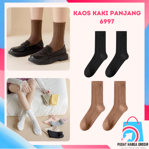 PHG - Kaos Kaki 6997 Kaos Kaki Panjang Wanita Dewasa Embos Renda Kaos Kaki Wanita Korean Style