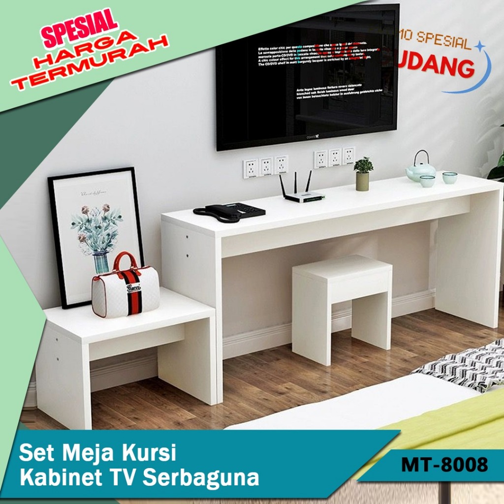 CUCI GUDANG Set Meja Kursi Kabinet TV Serbaguna atau Meja Kerja Belajar Rumah - GROSIRALL