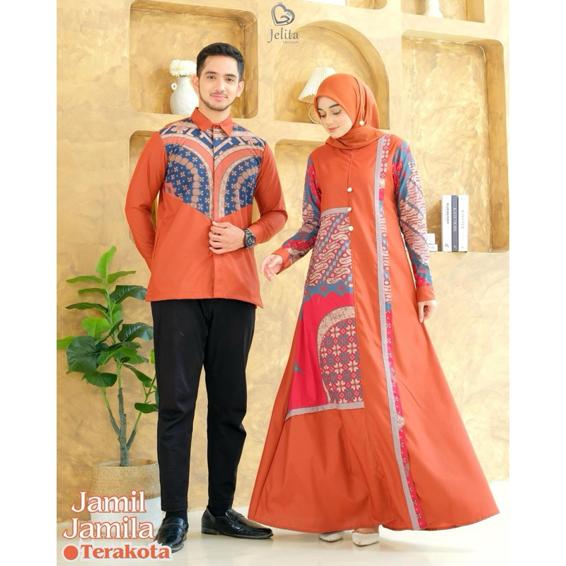 Dress Gamis couple Jamil Jamila terakota