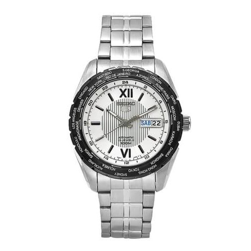 Seiko 5 SNZG63K1 World Time Automatic White Dial Stainless Steel - Jam Tangan Seiko