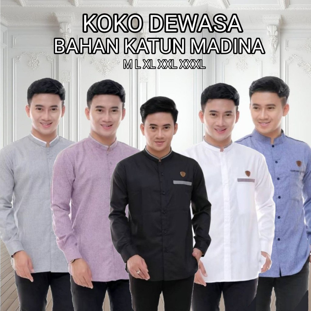 Baju Koko Kain Madina Baju Koko Slimfit Baju Koko Dewasa Lengan Panjang