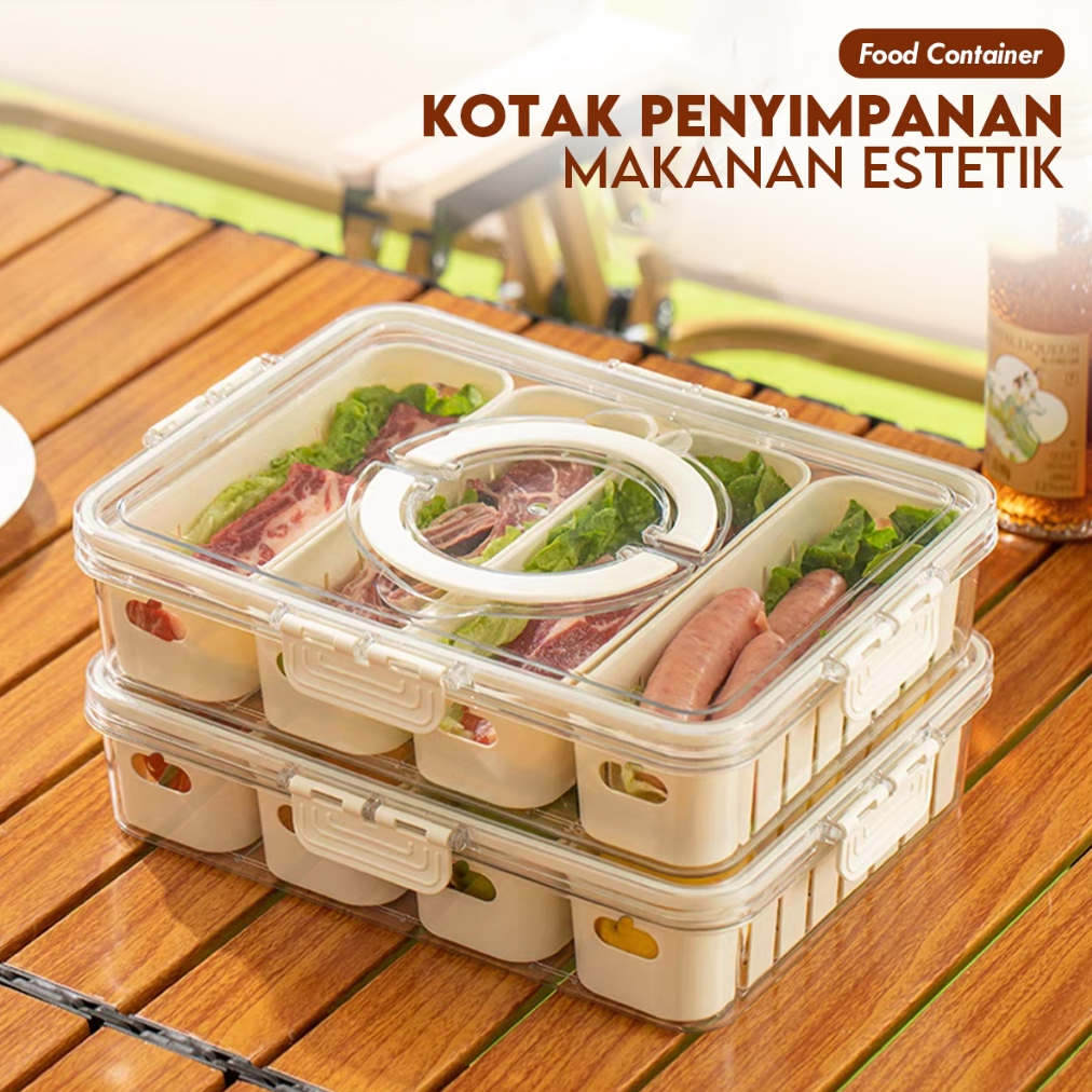 Wadah Sayur Dan Buah Model Sekat Multifungsi - Food Container Kulkas Wadah Tertutup Anti Bocor