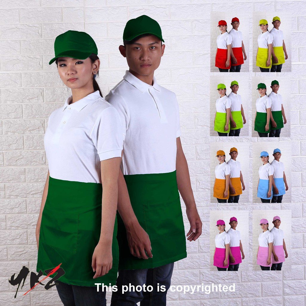 celemek setengah badan, celemek masak, apron masak ,celemek waiters,apron pinggang setengah badan, a