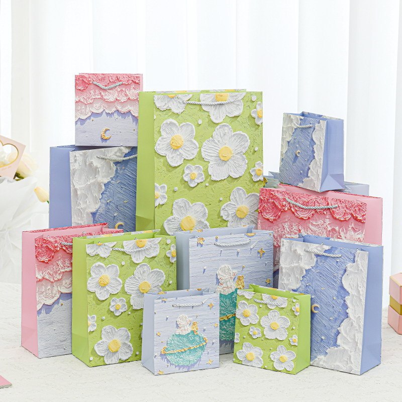 

Paperbag Birthday Oil Painting Vintage 3D Design Thank You Shopping Bag Paper bag Parfum Fashion