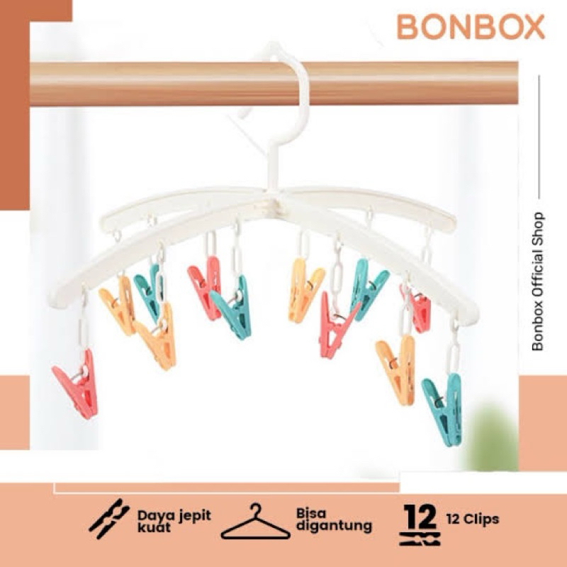 Miniso x Bonbox Drying Clip and Hook / Gantungan baju penjepit baju