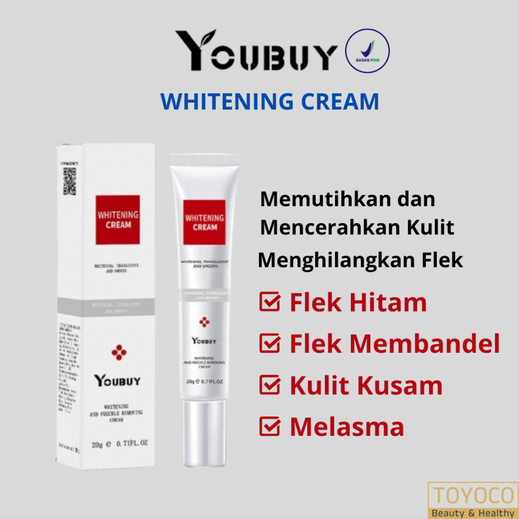 Youbuy Whitening Freckle Blemish Cream Krim Pemutih Penghilang Flek Hitam Pencerah Wajah Kusam Bpom