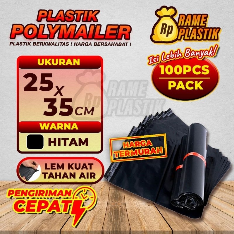 Plastik Packing Kemasan Polymailer Hitam 25x35cm 1 Karung isi 40 ROLL  Untuk Packing Olshop Baju Jea