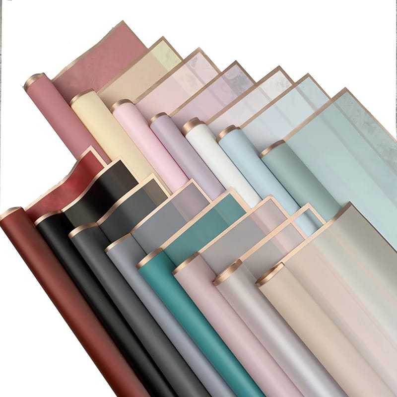 

Kertas Buket Bunga List Gold Line Emas Flower Wrapping Cellophane Paper Florist