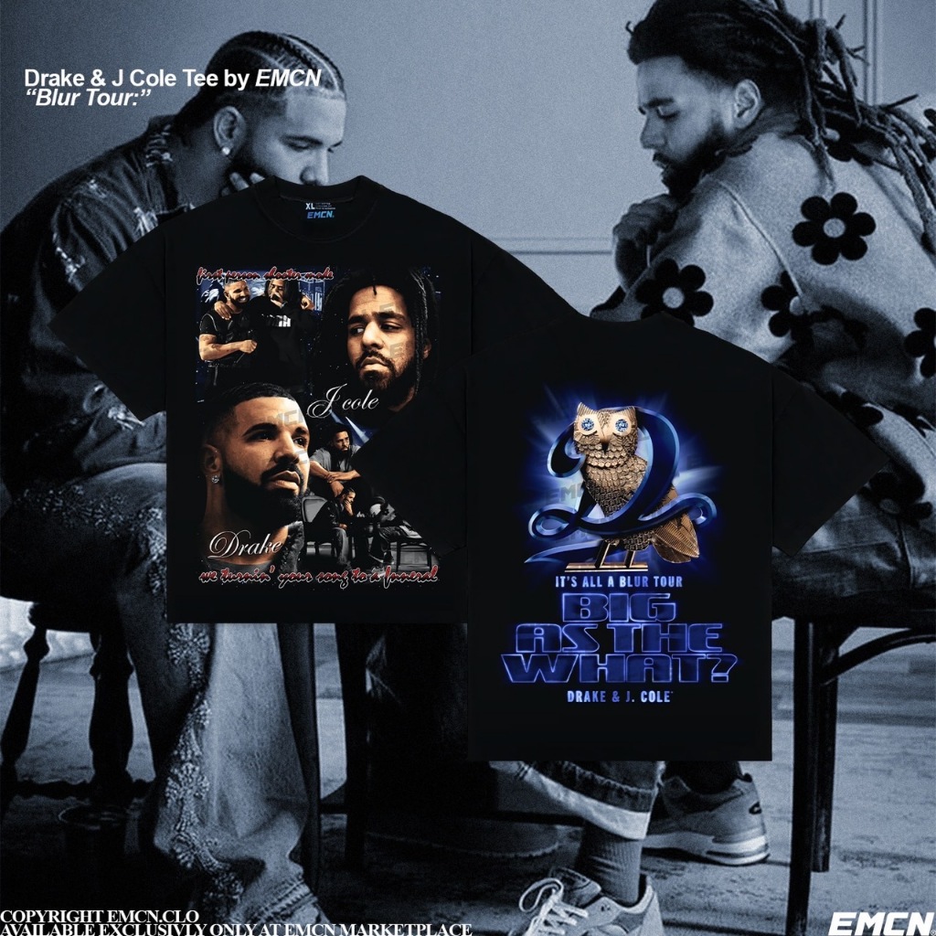 EMCN Oversized Tee Drake and Jcole it's a Blur Tour