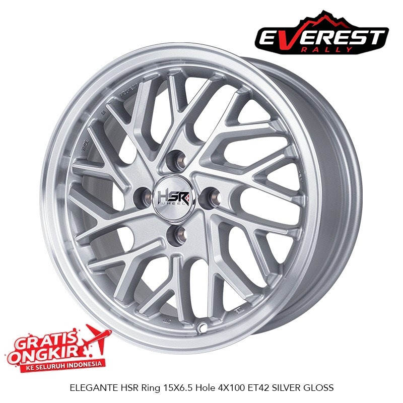 VELG RACING HSR ELEGANTE RING 15 BAUT 4 UNTUK MOBIL BRIO, SPLASH, CIVICLX