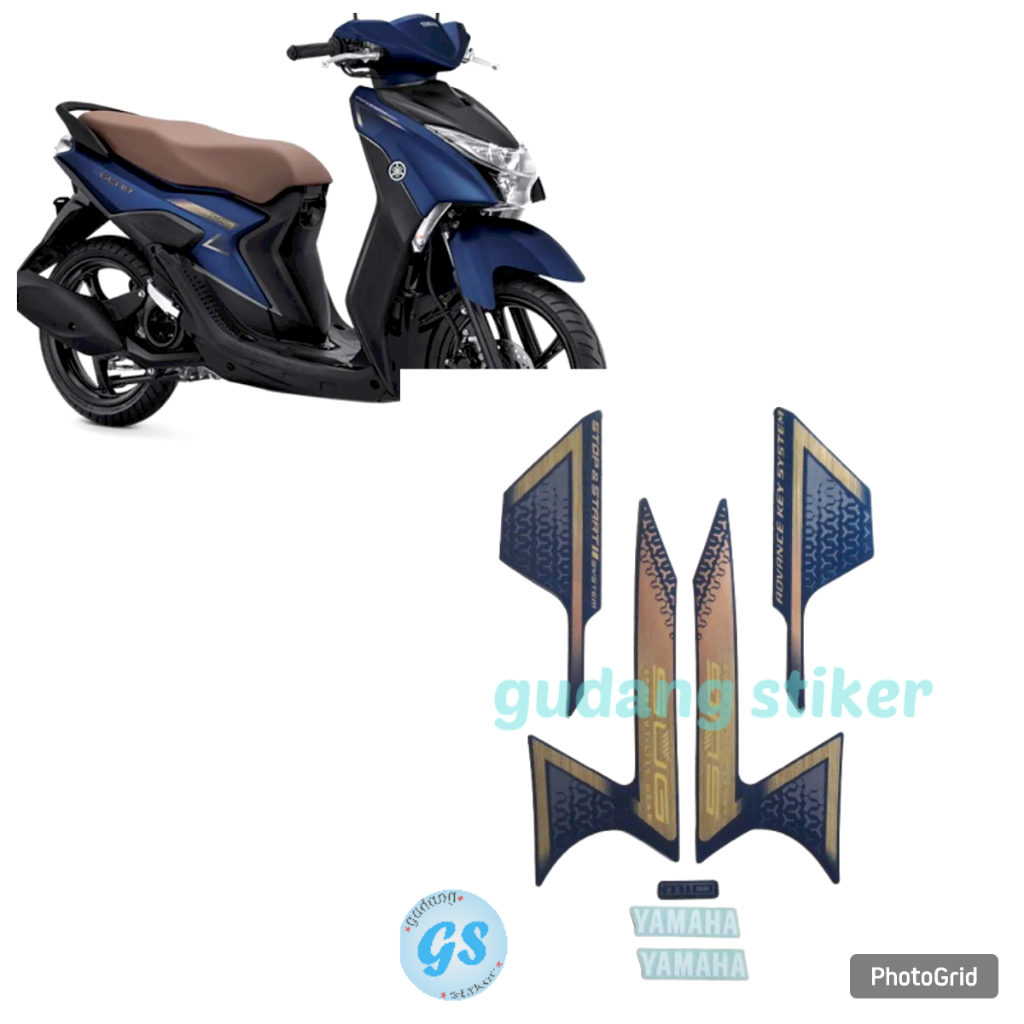 sticker striping body motor yamaha gear 125 s 2024 biru-doff