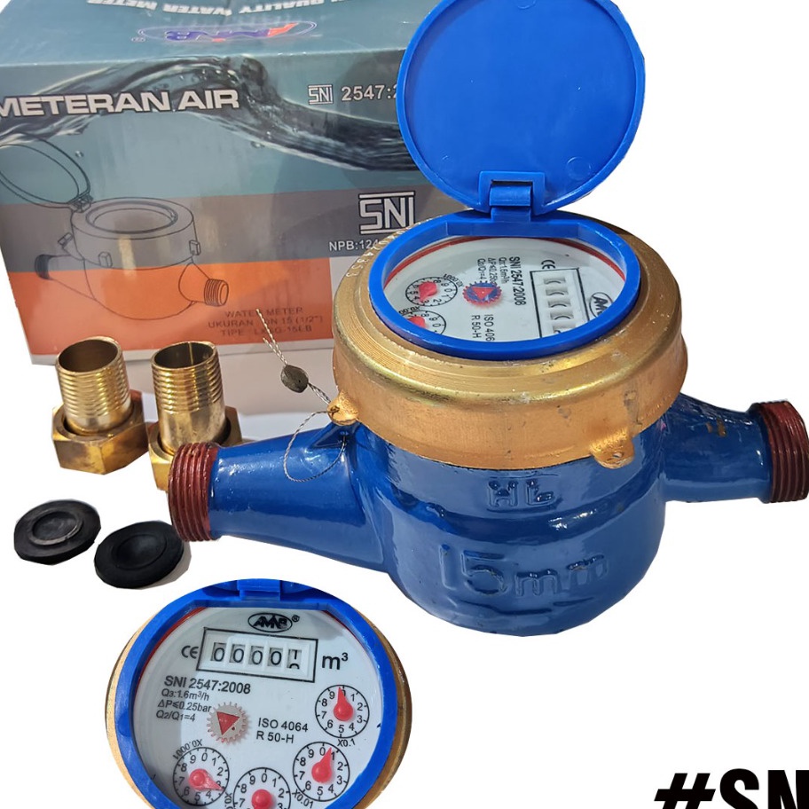 Meteran Air Kuningan Sni Pdam 12 AMNB Water Meter Body Kuningan  Meteran Air PAM PDAM SNI 12