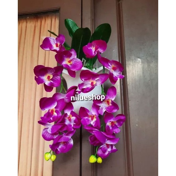 Super Ngetrends  BUNGA ANGGREK BULAN INCLUDE POT TEMPEL DINDING PLASTIKHIASAN DINDING
