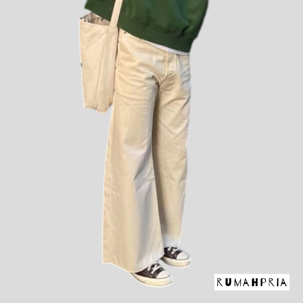 Rumahpria Celana Panjang Chino Reguler Loose Fit Krim - Chino Pants Regular Loose Fit Cream